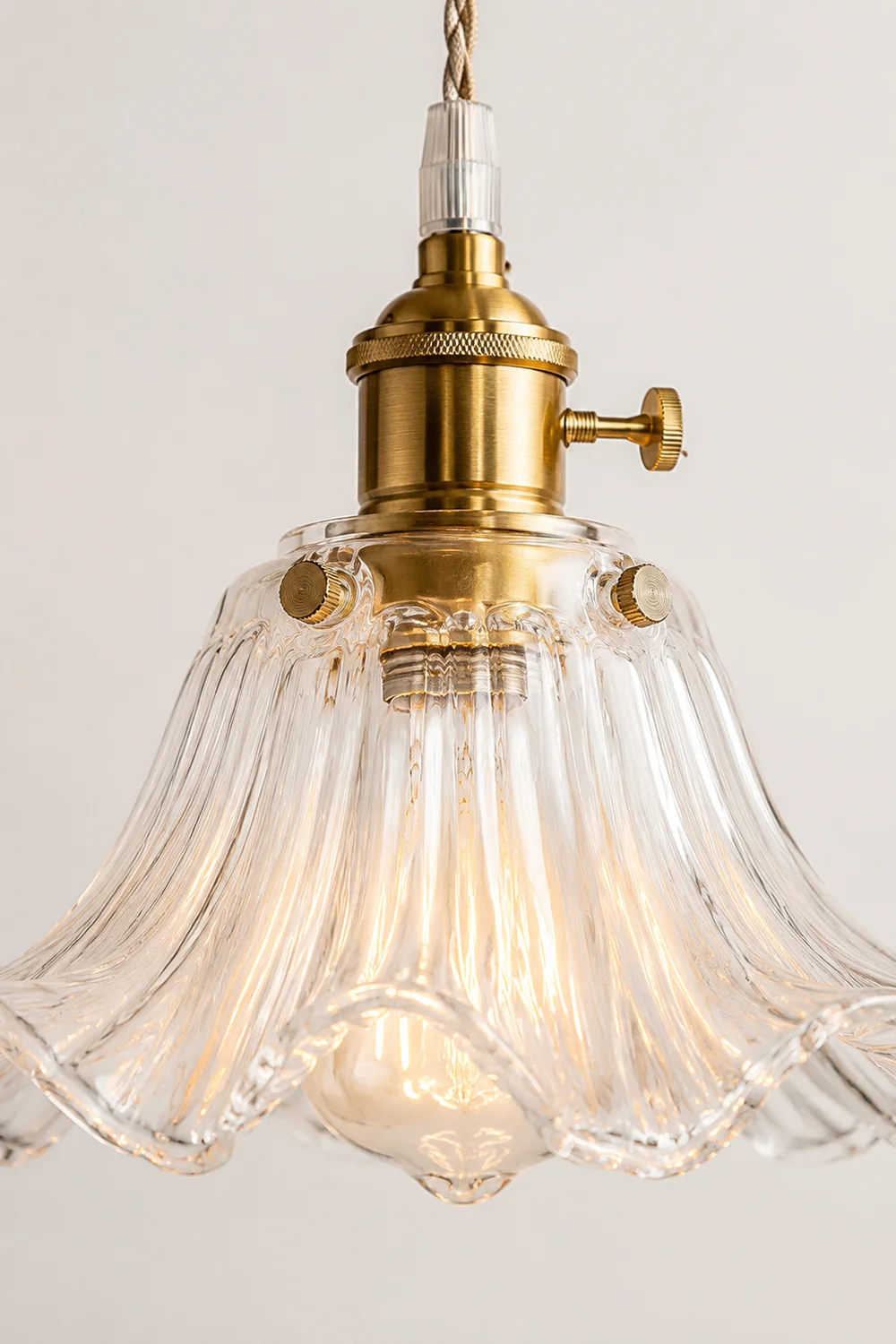 Hailie Künstliche Vintage-Pendelleuchte, 7 Stile, Messing & Glas - Lumpaz