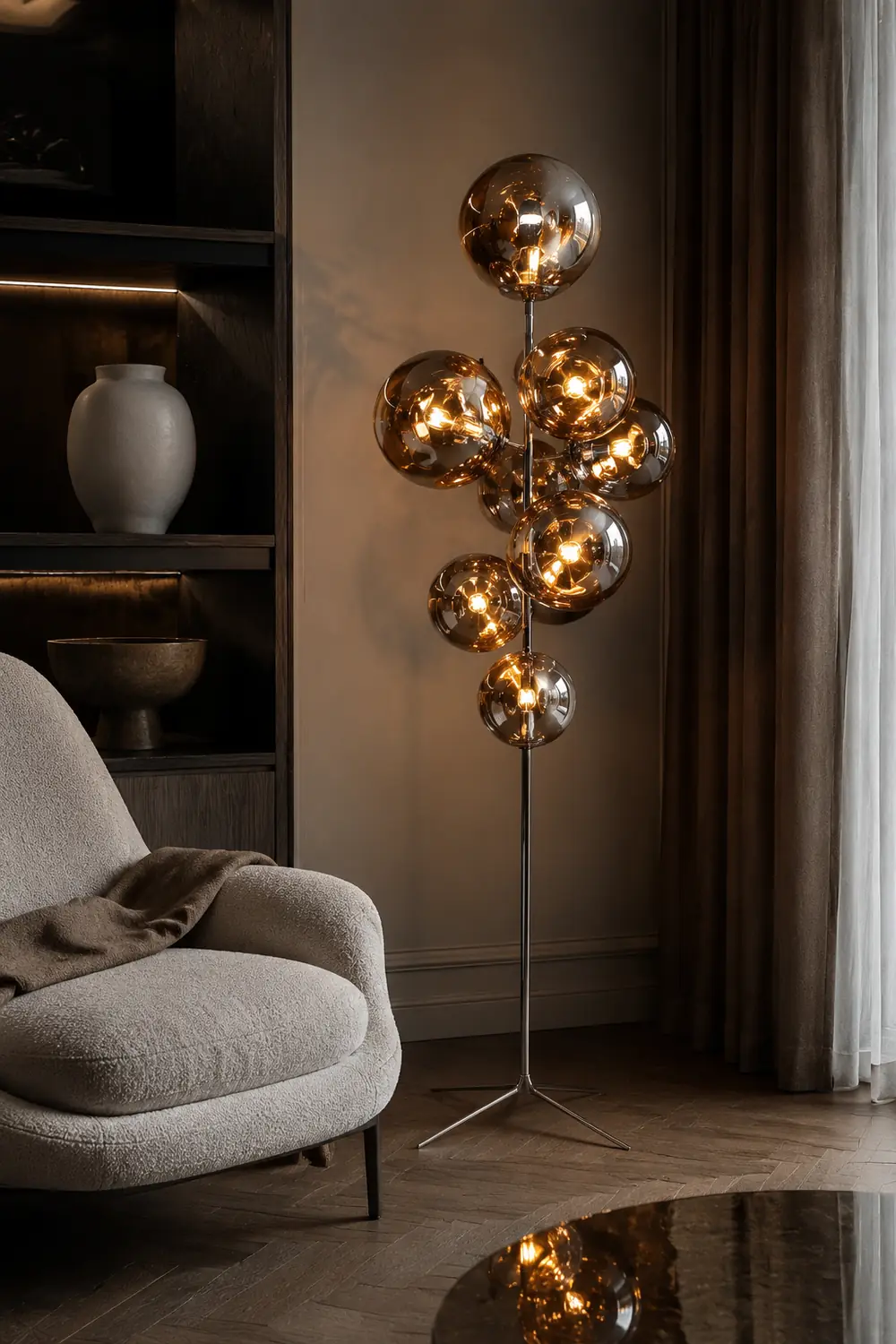 Mirza Stehleuchte 4 Farben, 7 -flammig, ∅38+28CM - Lumpaz