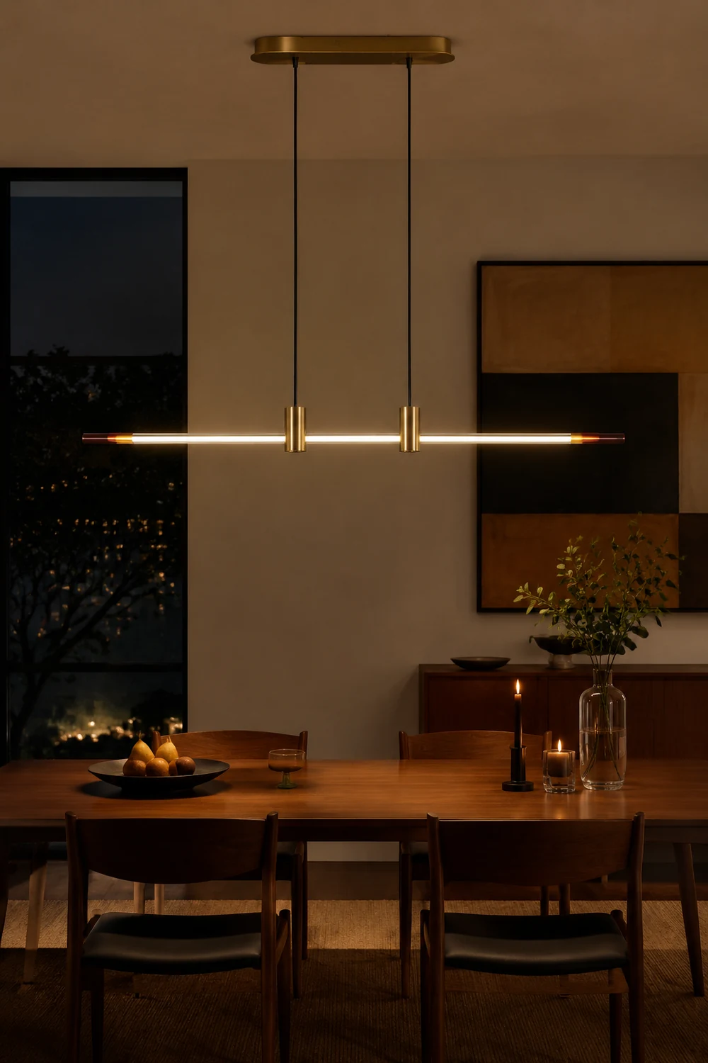 Edge Pendant Light, Metal & Glass, L 120/140CM - Lumpaz