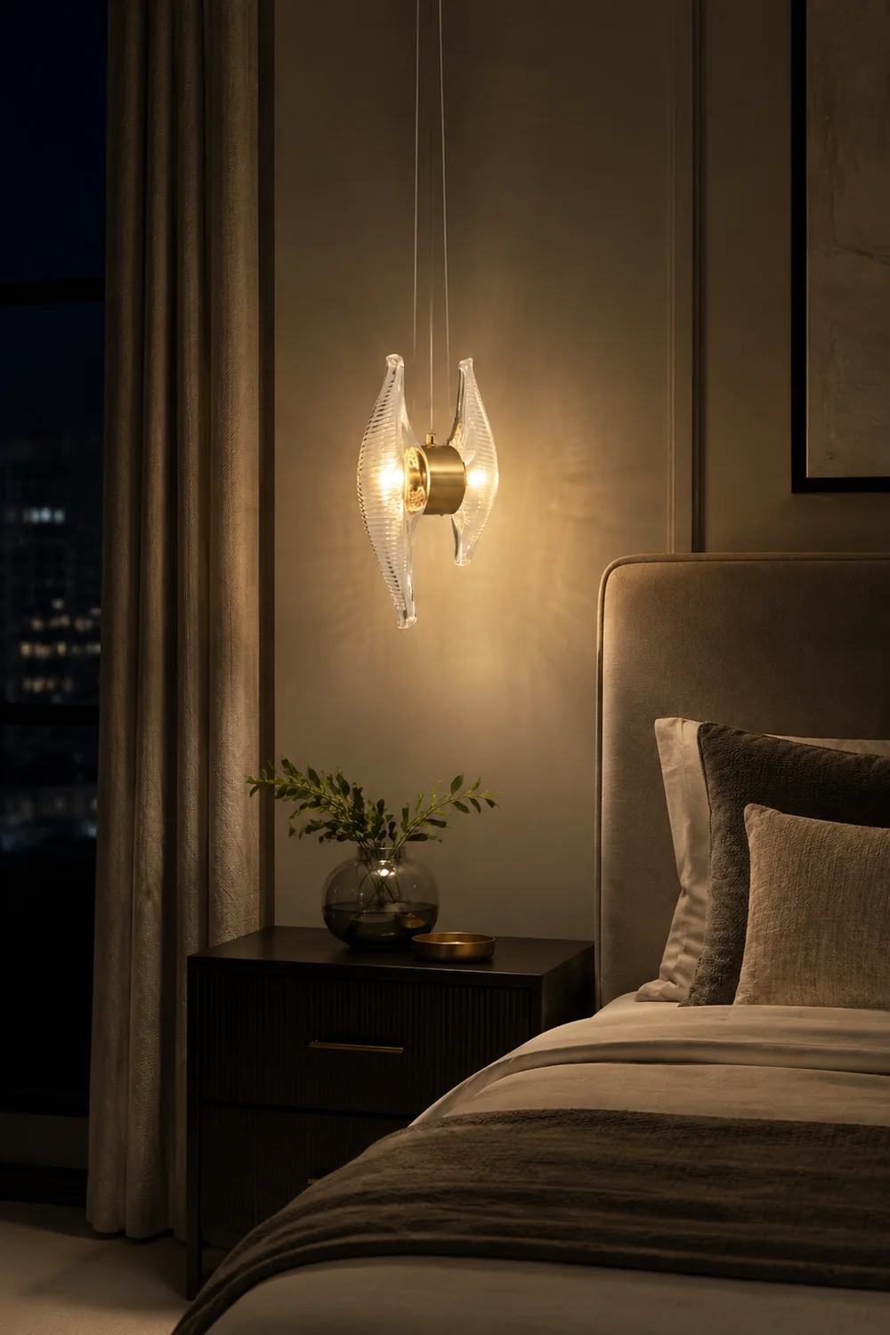 Kirsten Shell Pendelleuchte, Glas & Aluminium - Lumpaz