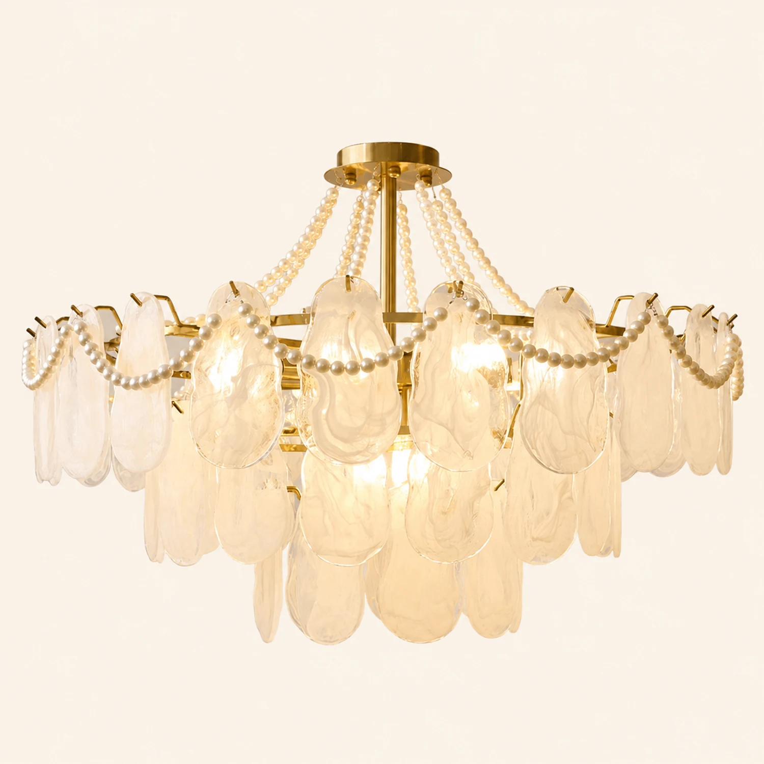 Kirsten Kronleuchter Farbe Temperatur Schaltbar Perle & Glas, ∅50/60/70/80cm - Lumpaz