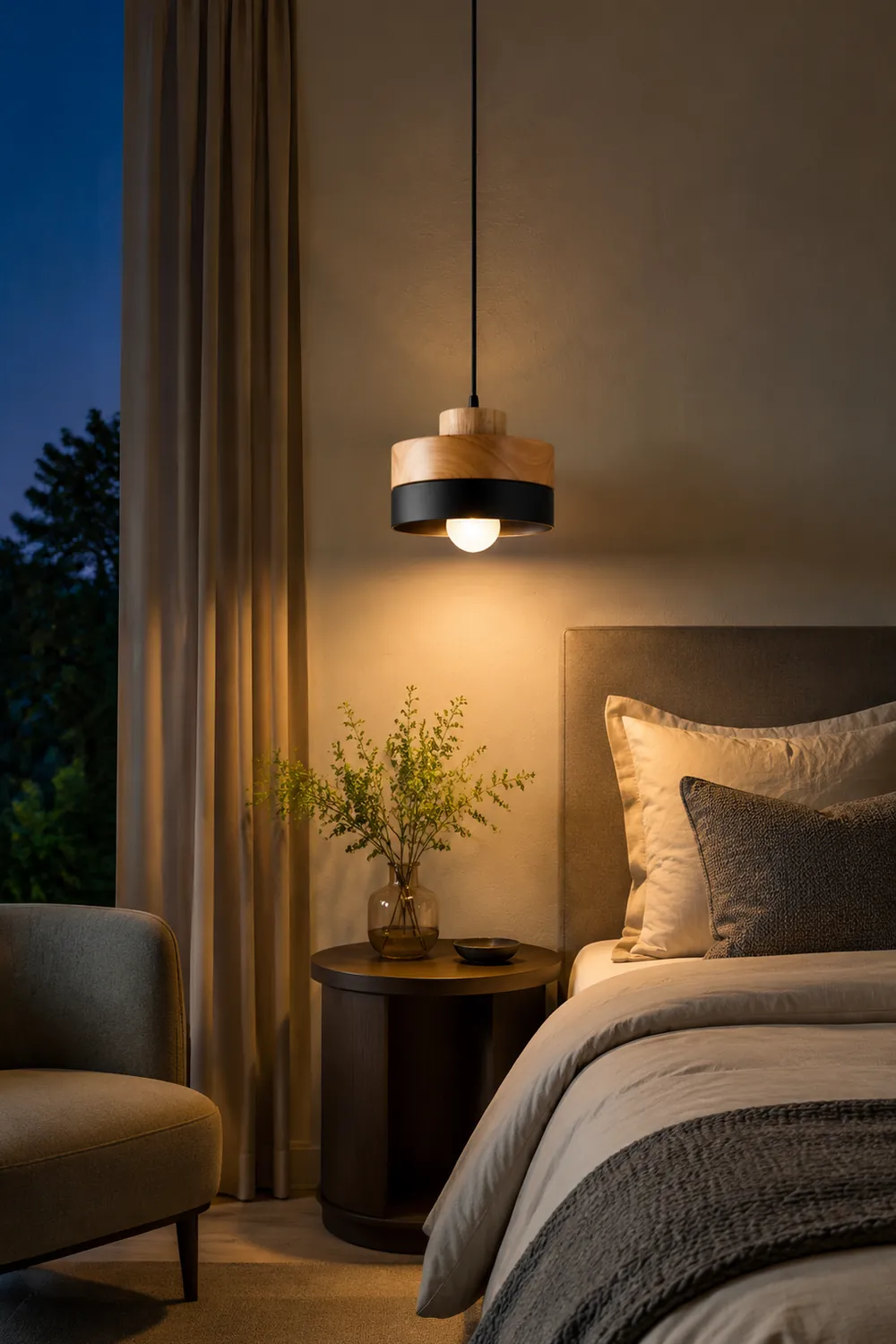 Morandi Pendelleuchte 2 Farbe&Stil, Metall&Holz - Lumpaz