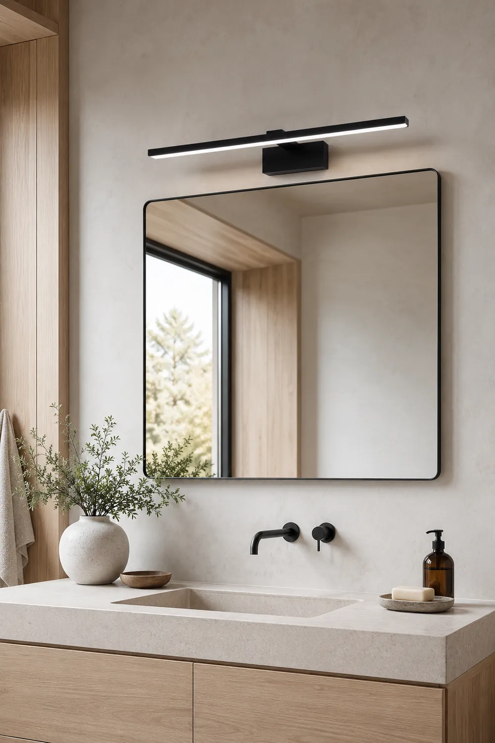 Edge Lineare Spiegelfront Waschtisch-Wandleuchte, L 39/49/59/69CM - Lumpaz