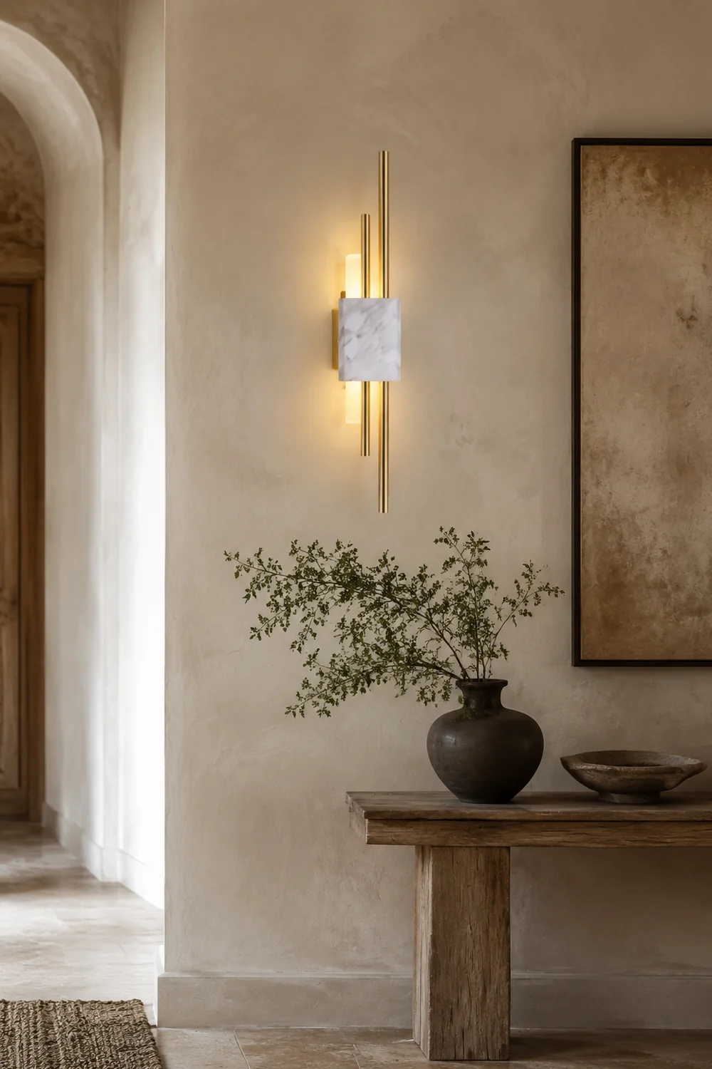 Einfache Wandlampe am Bett aus Marmor im Schlafzimmer - Lumpaz