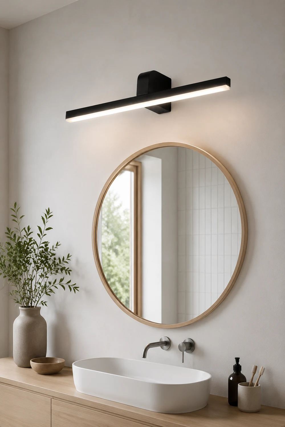 Edge Schwarze Spiegelfront Waschtisch-Wandleuchte, L 40/50/60CM - Lumpaz