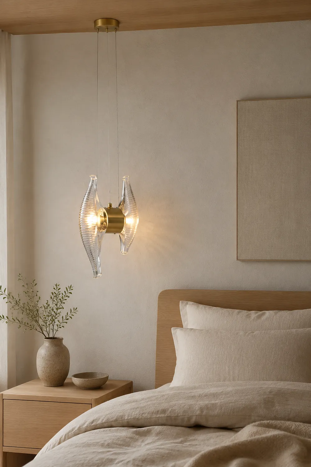 Kirsten Shell Pendelleuchte, Glas & Aluminium - Lumpaz
