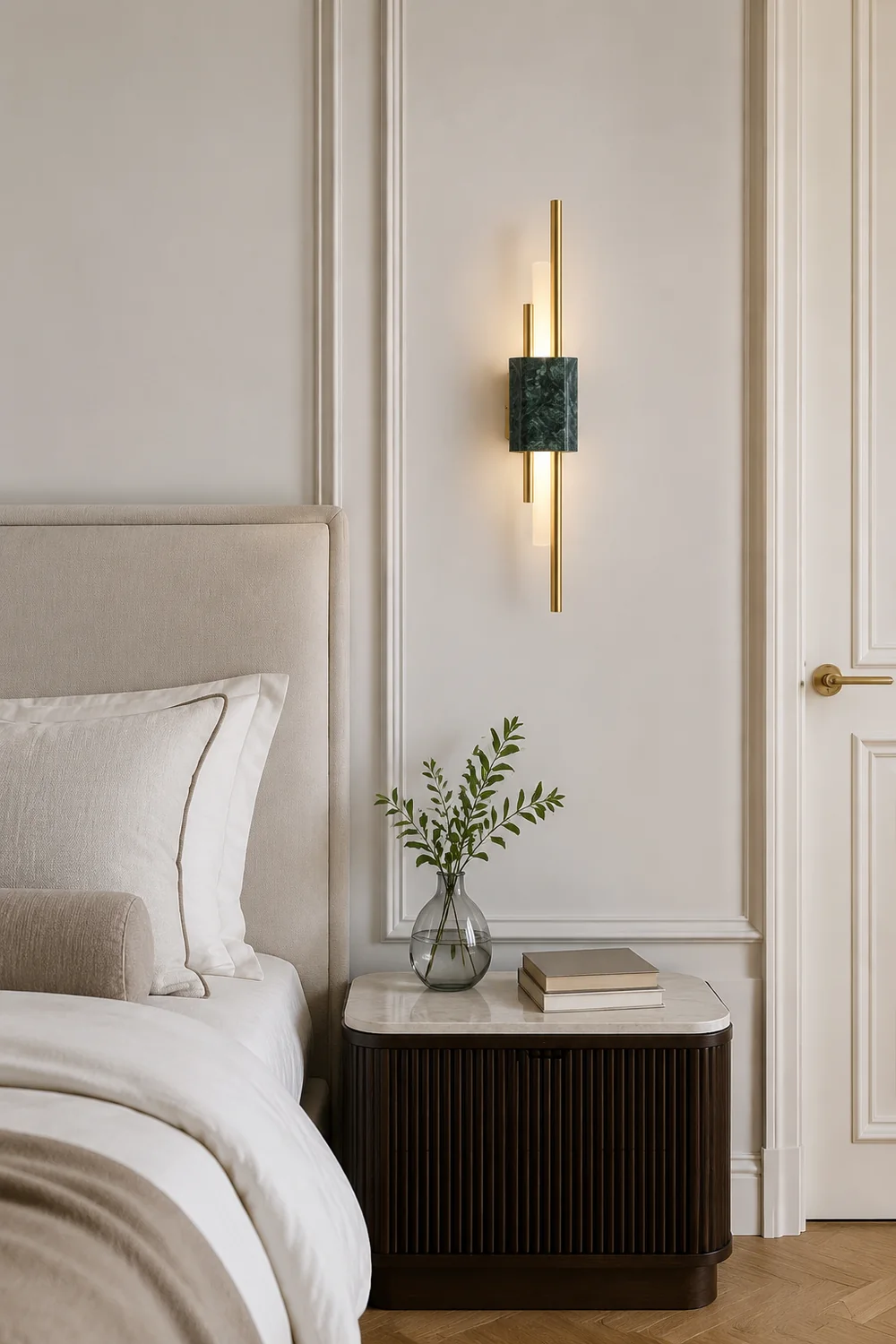 Einfache Wandlampe am Bett aus Marmor im Schlafzimmer - Lumpaz