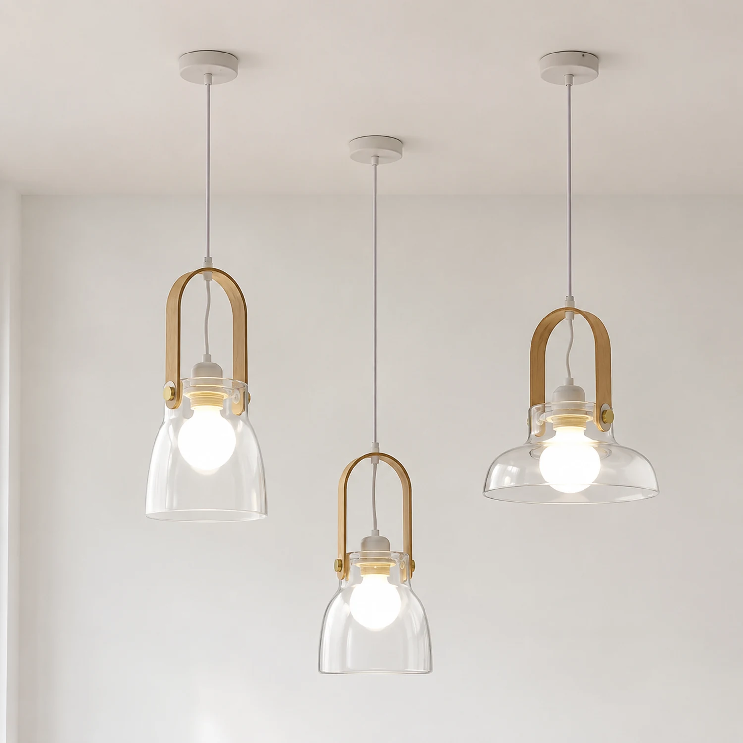 Hailie Glas Pendelleuchte, 3 Stile, ∅16/19/23CM - Lumpaz