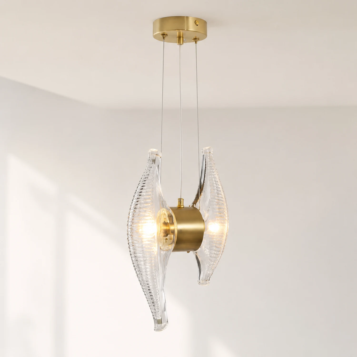 Kirsten Shell Pendelleuchte, Glas & Aluminium - Lumpaz