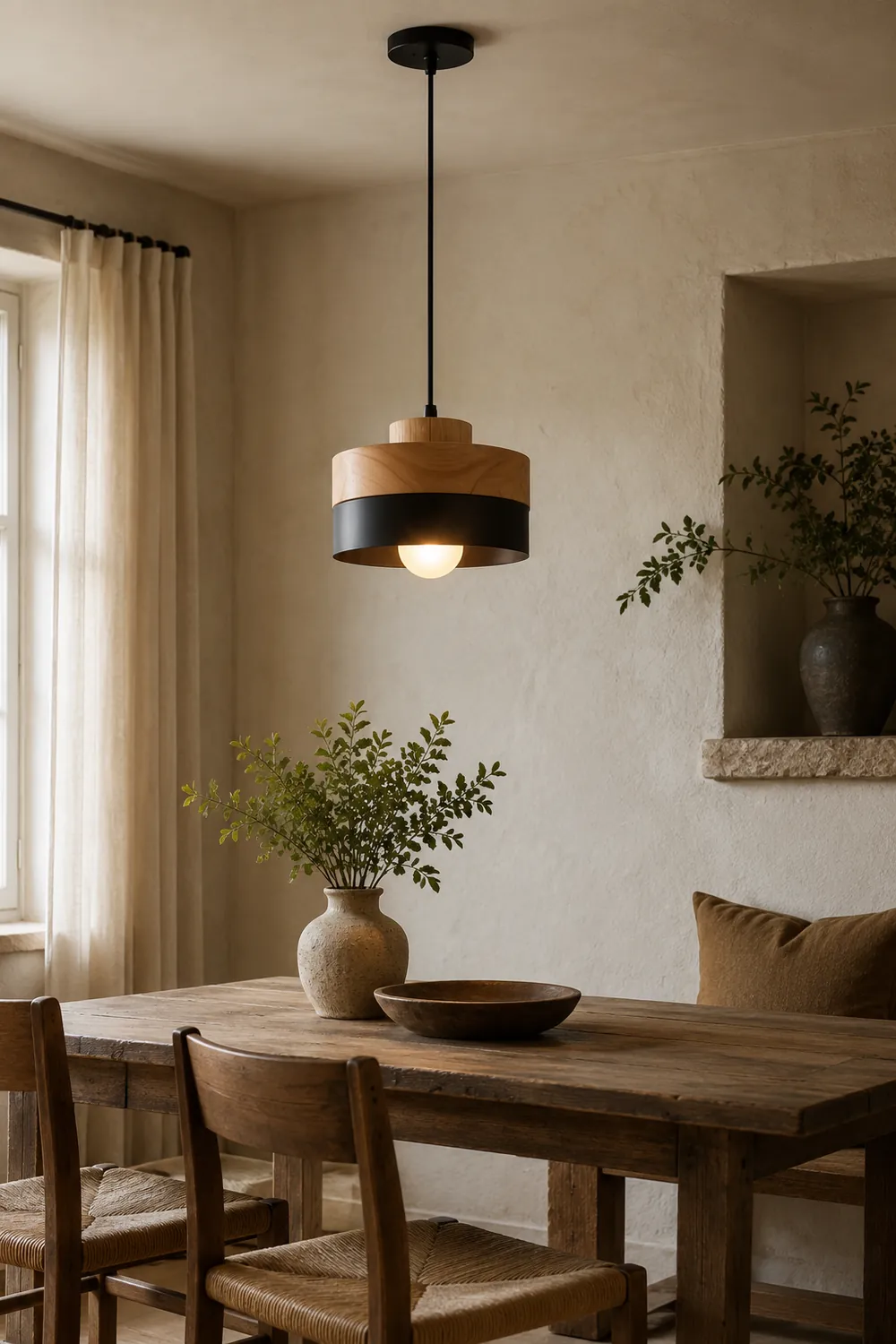 Morandi Pendelleuchte 2 Farbe&Stil, Metall&Holz - Lumpaz