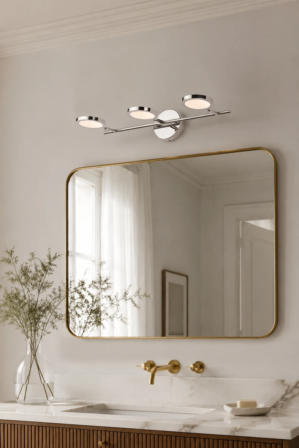 Leigh Spiegelfront Waschtisch-Wandleuchte, L 32/54/76CM - Lumpaz