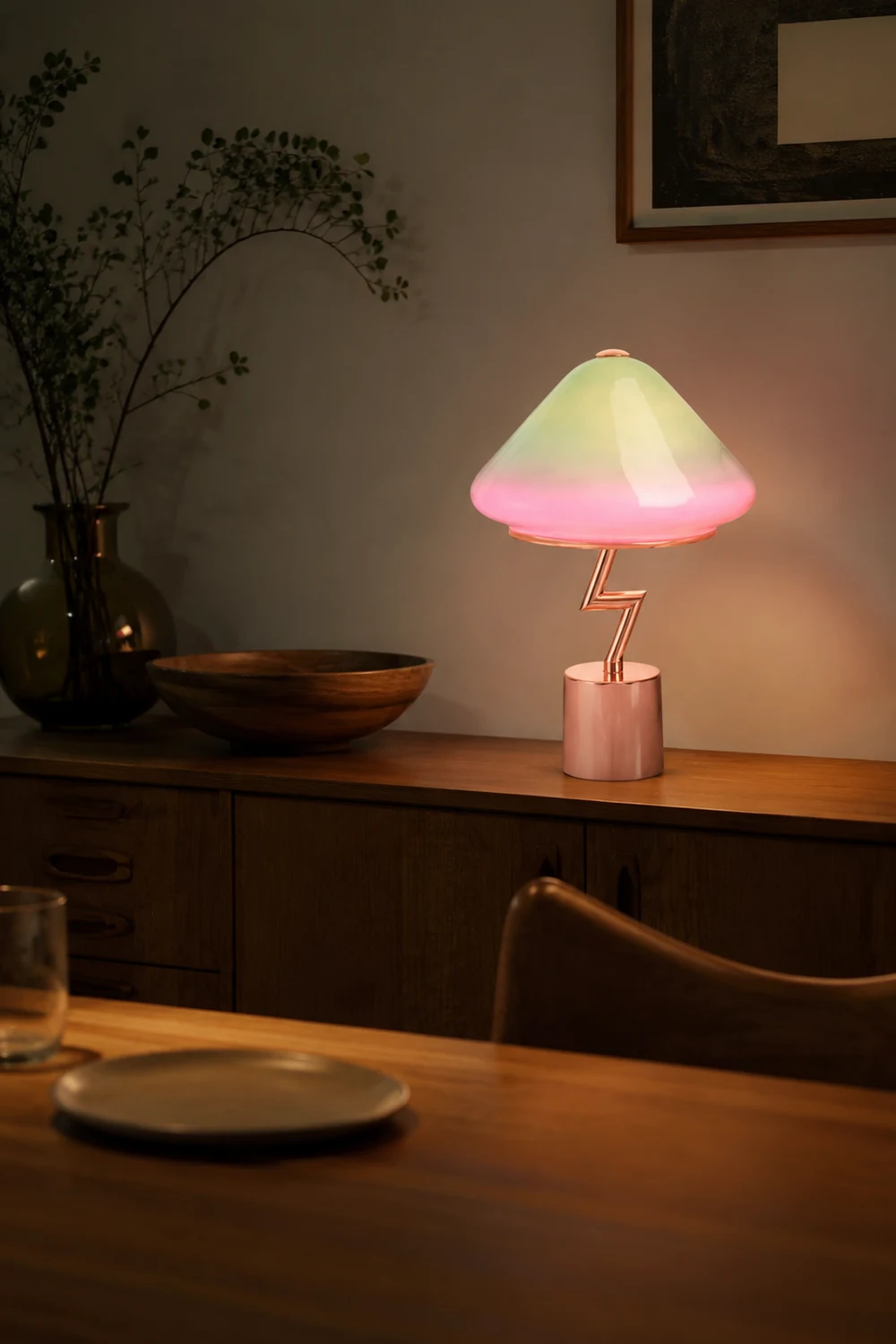 Morandi Bunte Pilz Tischleuchte, Glas & Metall - Lumpaz