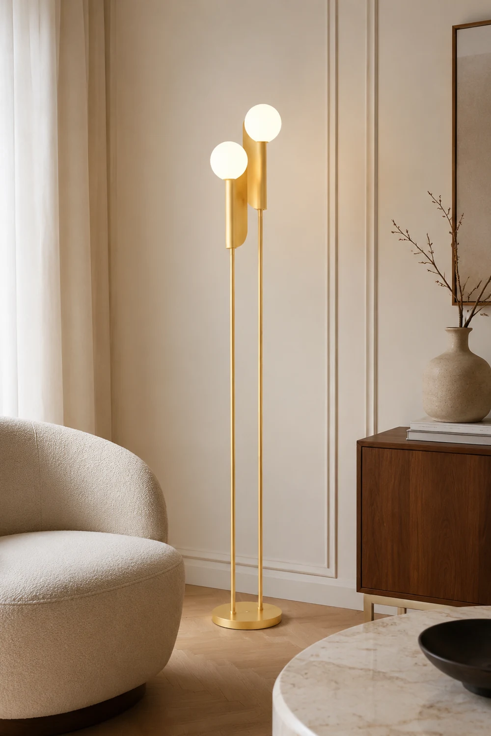 Salgado Stehlampe, Metall, 2-flammig, 165CM Lang - Lumpaz