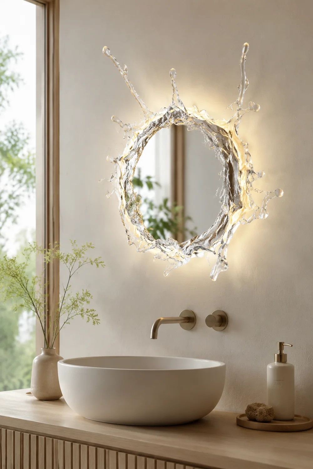 Kristy Wandlampe Wasserrippel Spiegel Licht Farbtemperatur umschaltbar, 2 Farbe, 45/66/88CM - Lumpaz