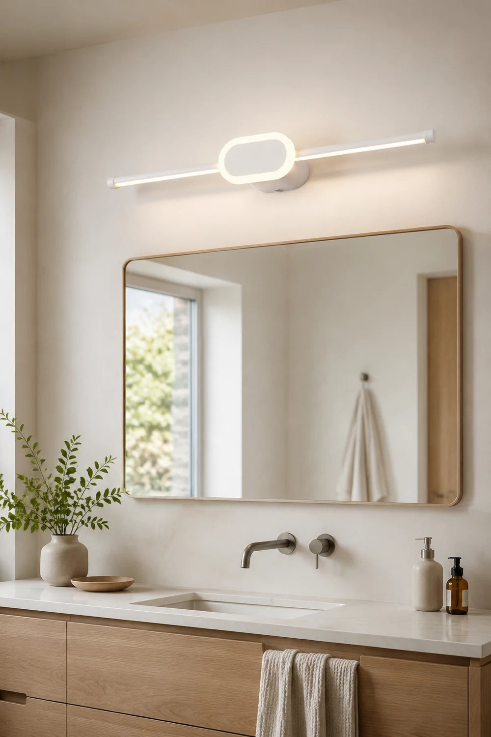 Edge Spiegelfront Waschtisch-Wandleuchte, Rechteckig & Rund, L 40/60/80CM - Lumpaz