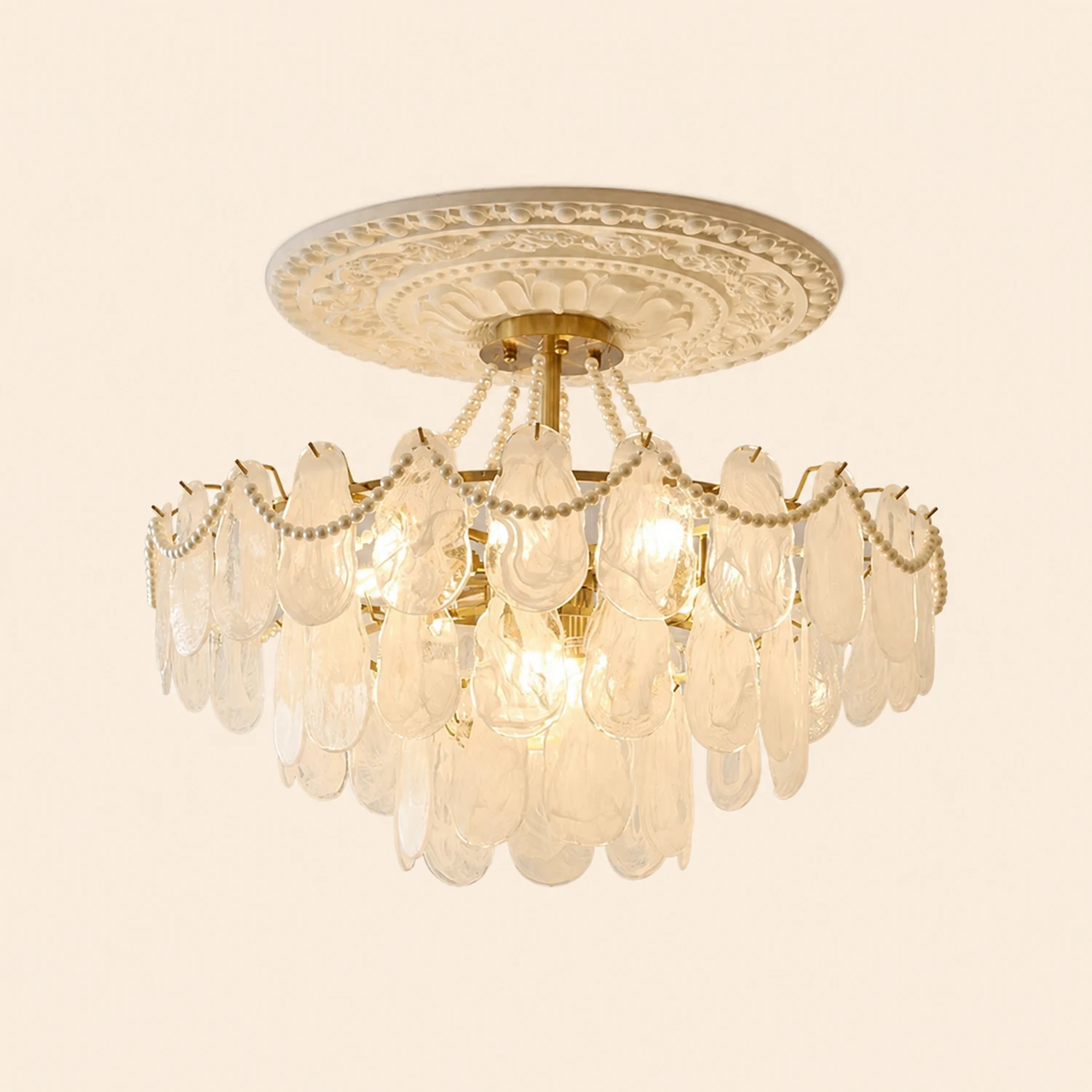Kirsten Kronleuchter Farbe Temperatur Schaltbar Perle & Glas, ∅50/60/70/80cm - Lumpaz