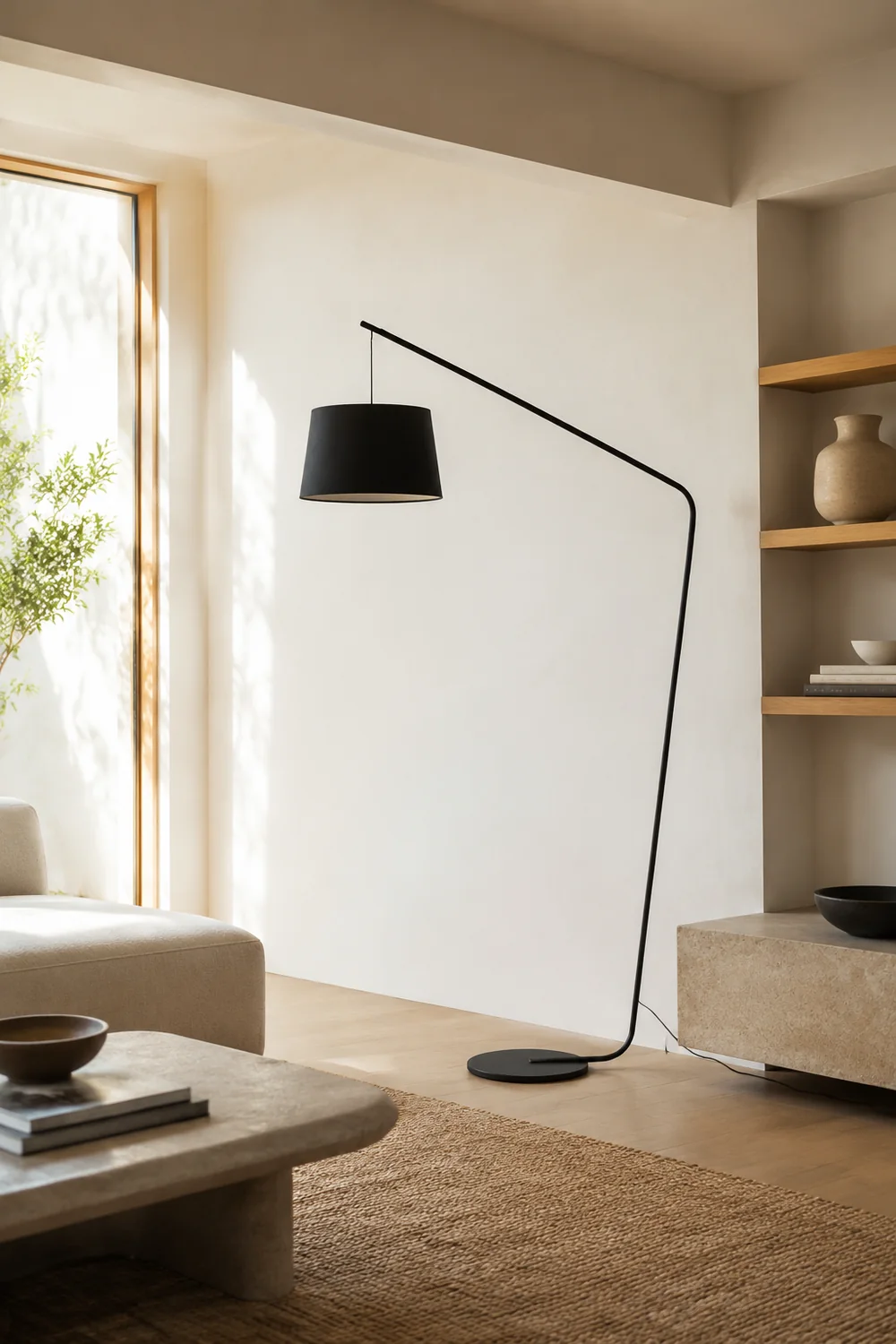 Salgado Schwarze Stehlampe 3 Farbtemperaturen schaltbar, Kunstfaser & Metall - Lumpaz
