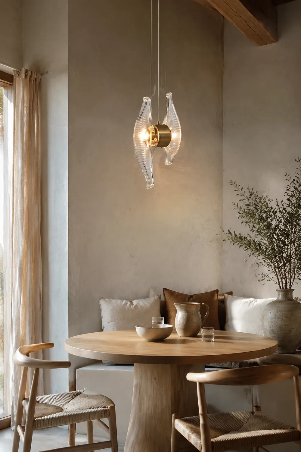 Kirsten Shell Pendelleuchte, Glas & Aluminium - Lumpaz