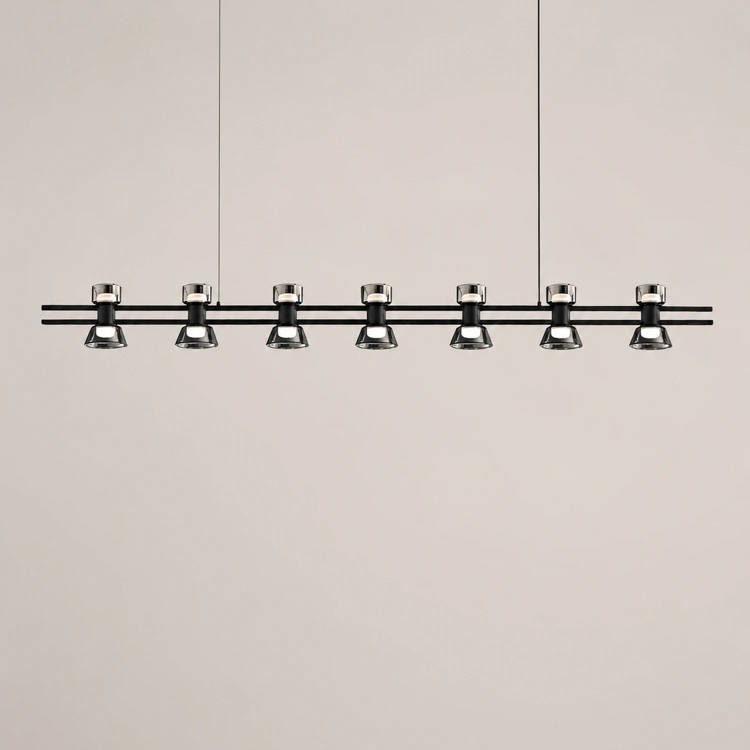 Evette Pendelleuchte mit Fernbedienung 5/6/7 -flammig, Reines Kupfer, 100/120/140CM - Lumpaz