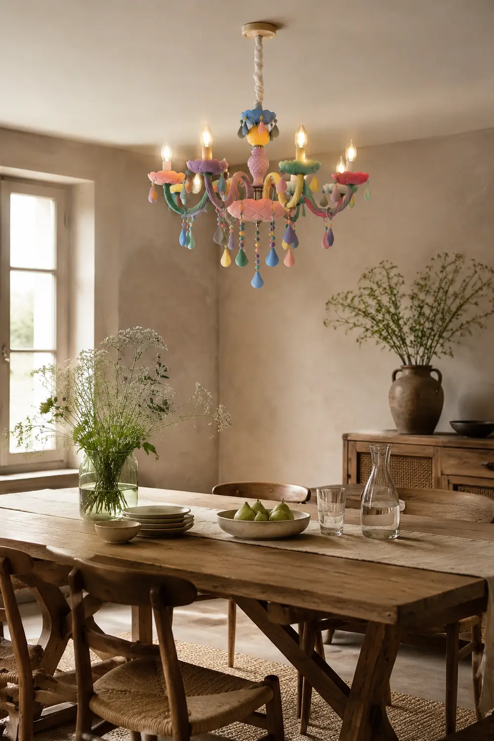 Morandi Bunter Pendelleuchte 3 Farbtemperatur umschaltbar, 8 -flammig - Lumpaz