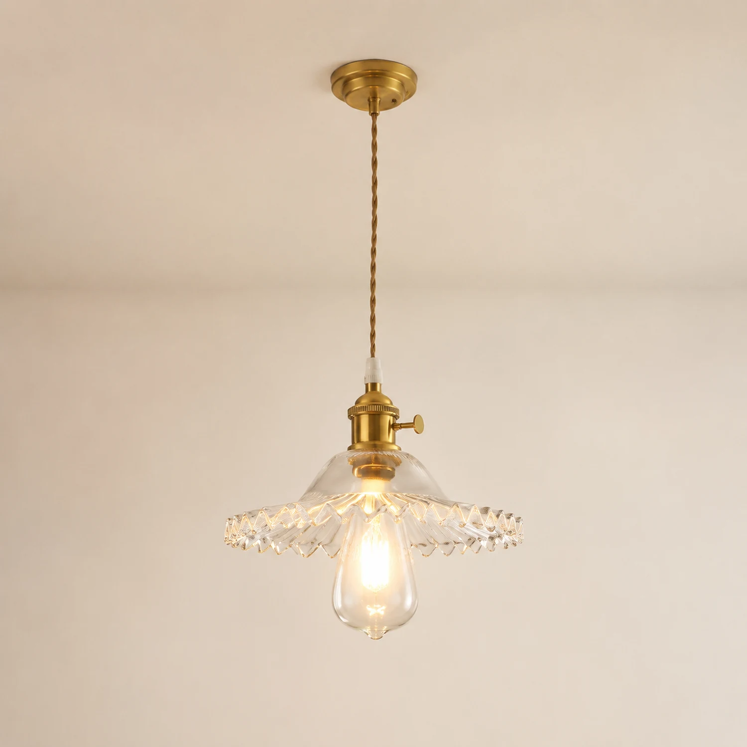Hailie Künstliche Vintage-Pendelleuchte, 7 Stile, Messing & Glas - Lumpaz