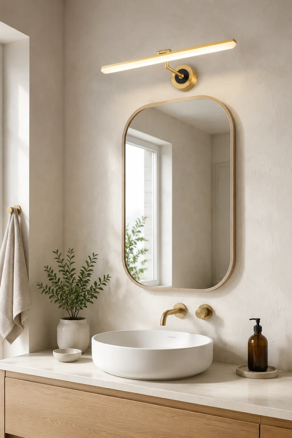 Leigh Spiegelfront Waschtisch-Wandleuchte, 2 Farben, L 45/58/72CM - Lumpaz