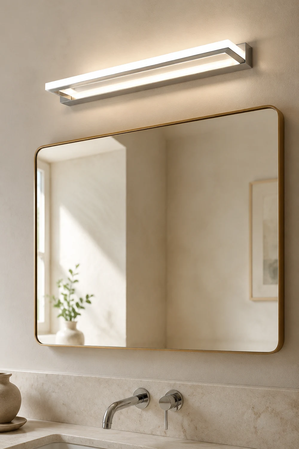 Leigh Rechteckige Spiegelfront Waschtisch-Wandleuchte, L 42/52/62/72CM - Lumpaz