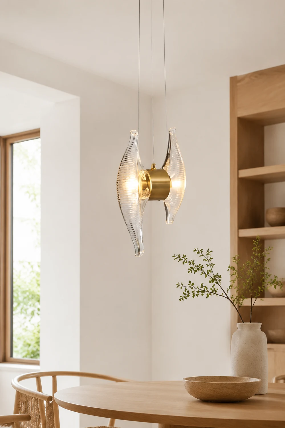 Kirsten Shell Pendelleuchte, Glas & Aluminium - Lumpaz