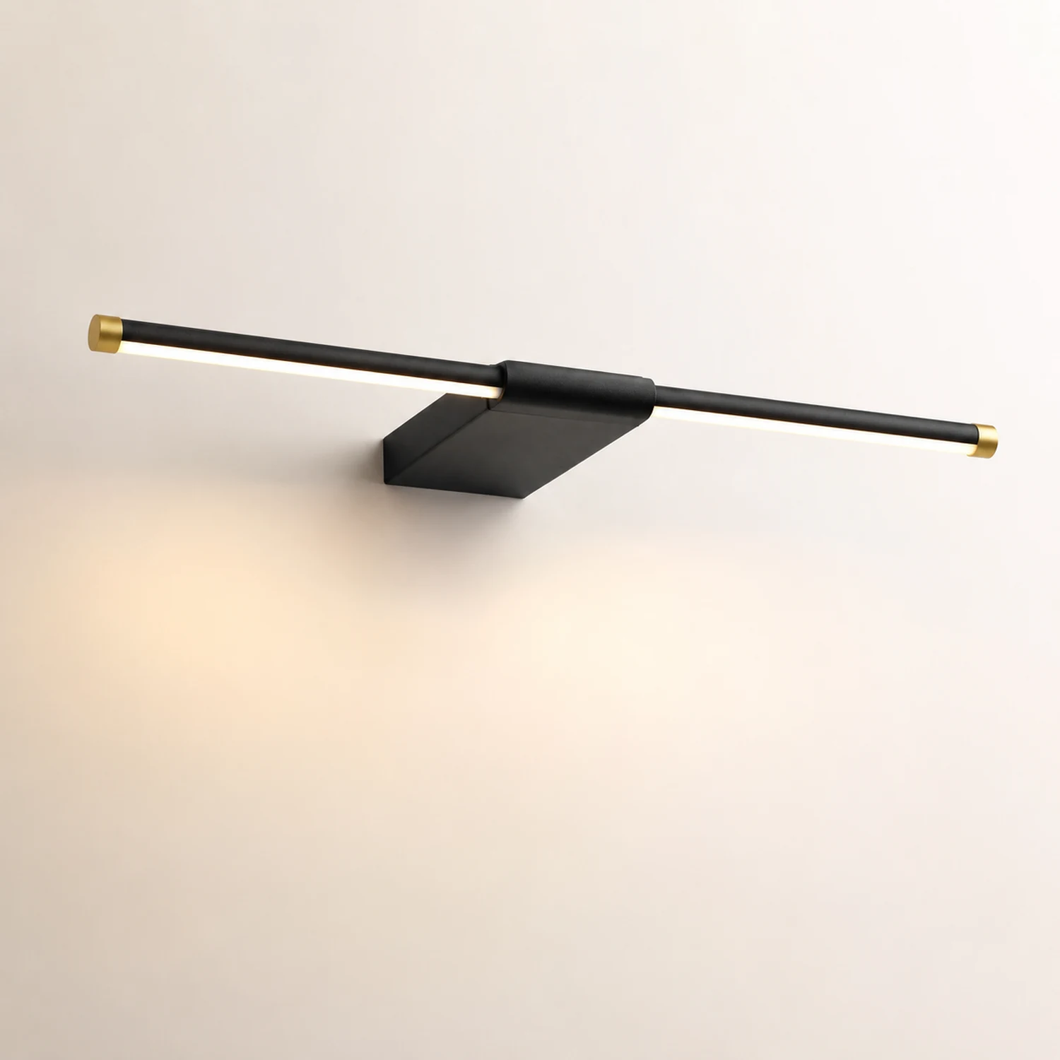 Edge Spiegelfront Waschtisch-Wandleuchte, Schwarz & Gold, L 40/50/60/70CM - Lumpaz