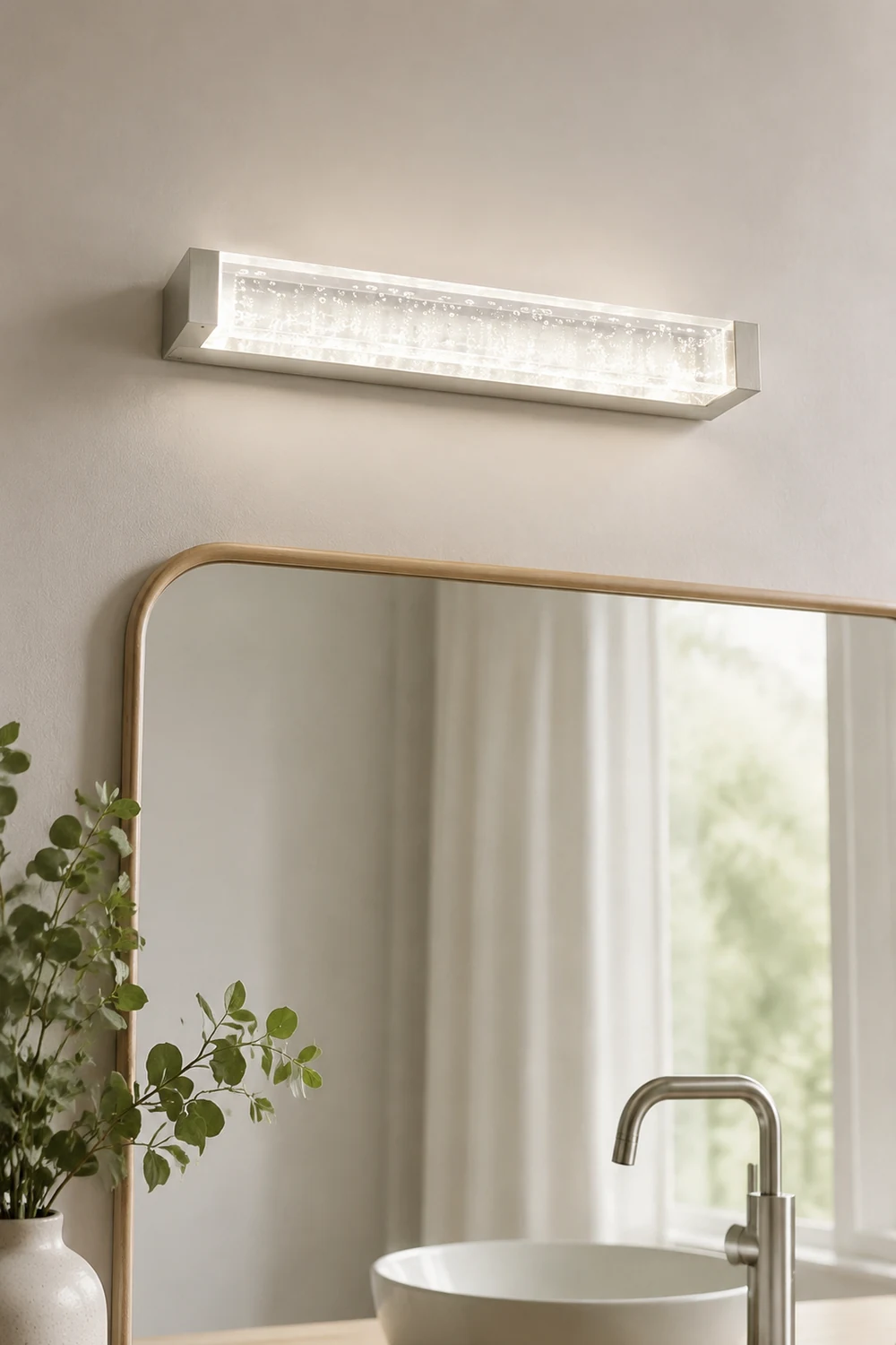 Leigh Transparente Rechteckige Spiegelfront Waschtisch-Wandleuchte, 30/46/52/62CM Lang - Lumpaz