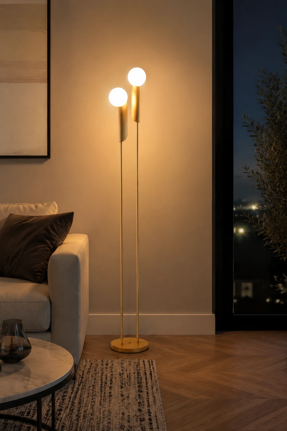 Salgado Stehlampe, Metall, 2-flammig, 165CM Lang - Lumpaz