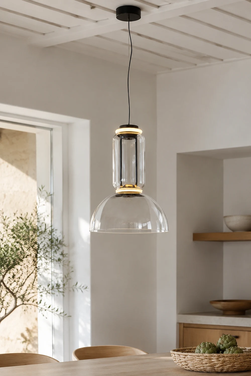 Hailie Glas Pendelleuchte, ∅40CM, L 53CM - Lumpaz