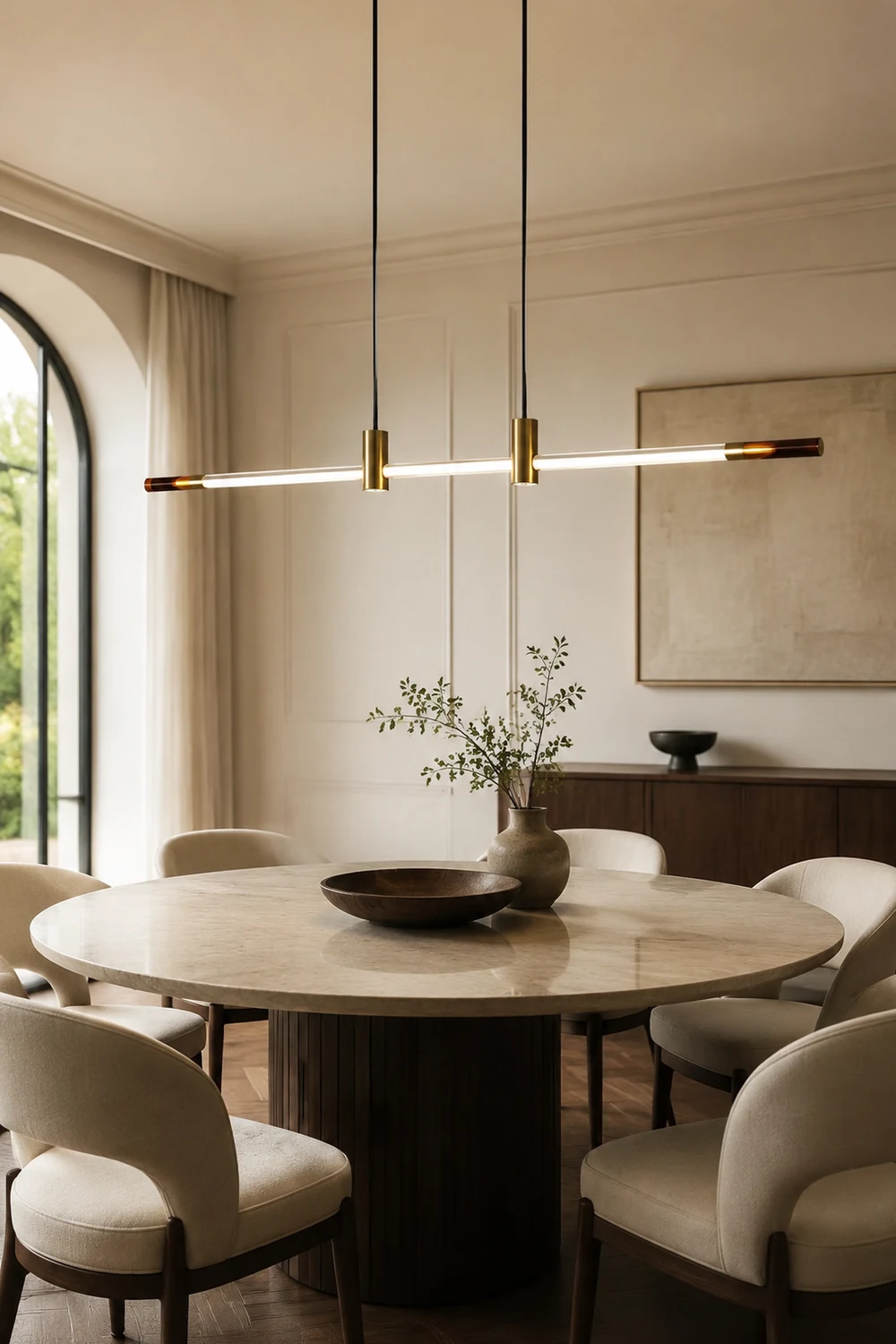 Edge Pendant Light, Metal & Glass, L 120/140CM - Lumpaz