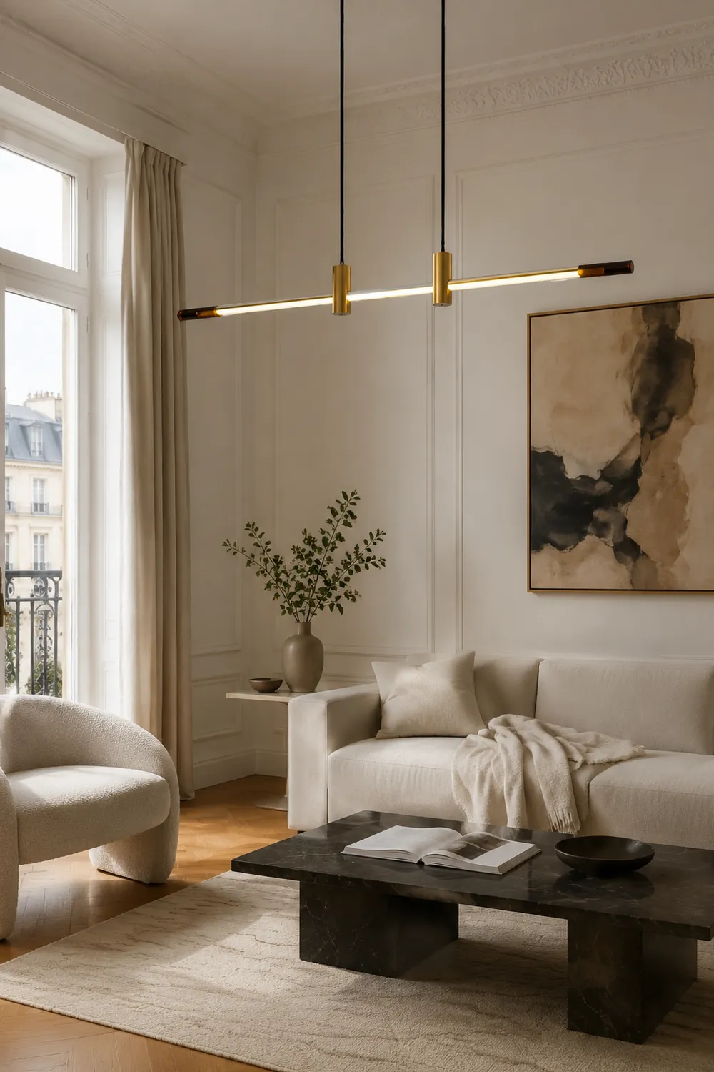 Edge Pendant Light, Metal & Glass, L 120/140CM - Lumpaz