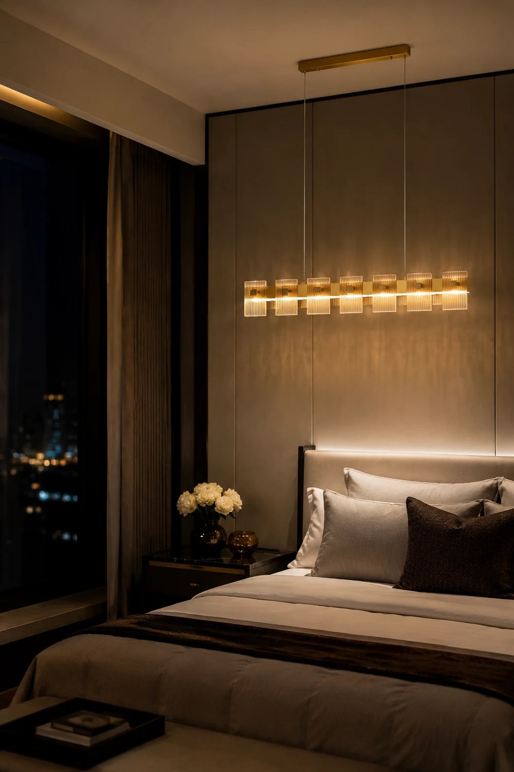 Evette Pendelleuchten Remote 7 Dimmbare Led enthalten, Reines Kupfer - Lumpaz