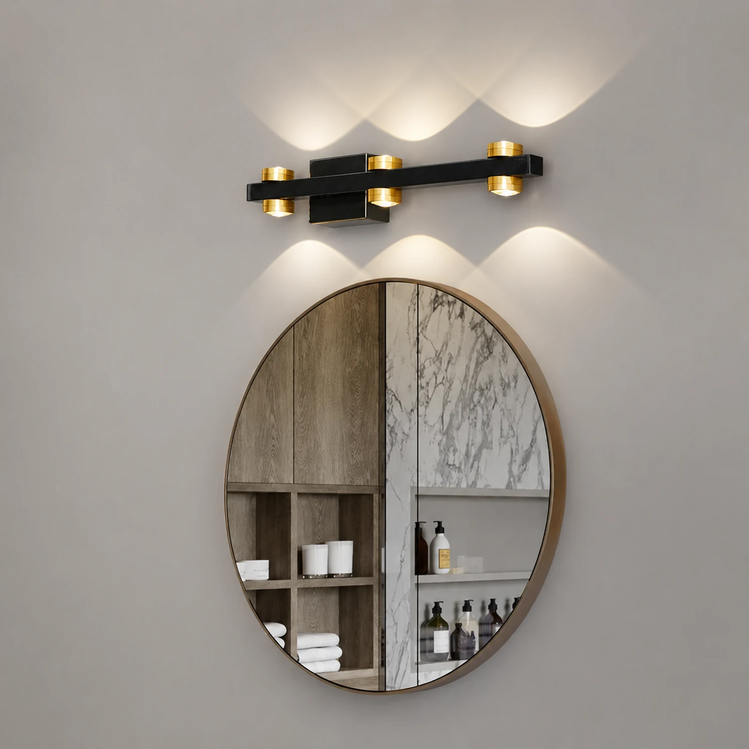 Freja Wandlampe Spiegelfront 2 Farbe & Stil, 2/3/4/6/8 Kopf - Lumpaz