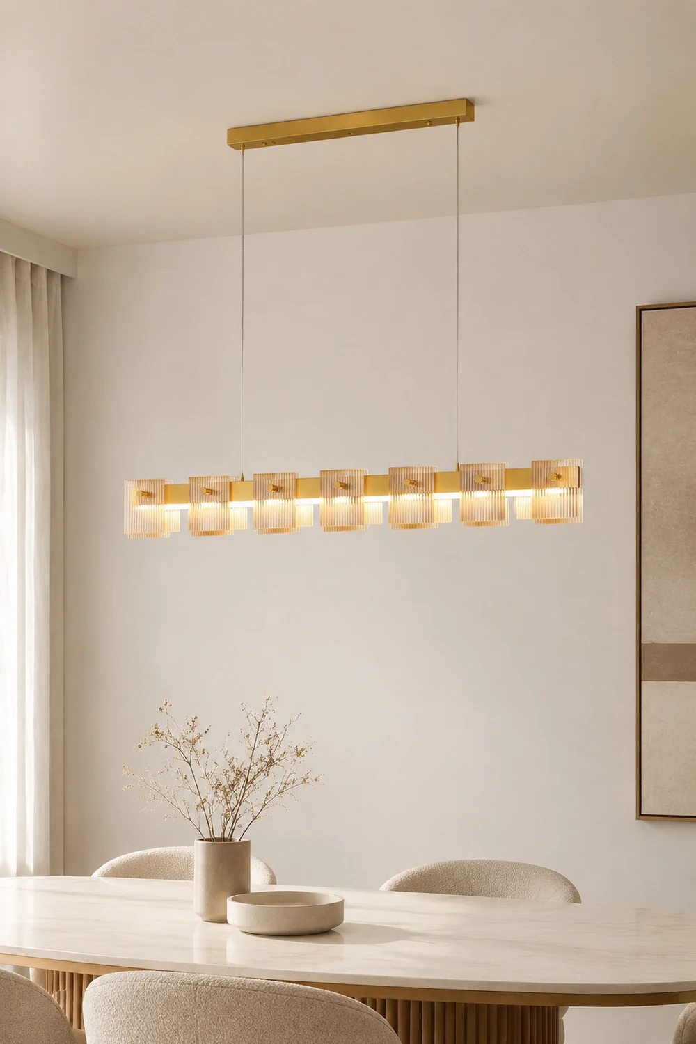 Evette Pendelleuchten Remote 7 Dimmbare Led enthalten, Reines Kupfer - Lumpaz