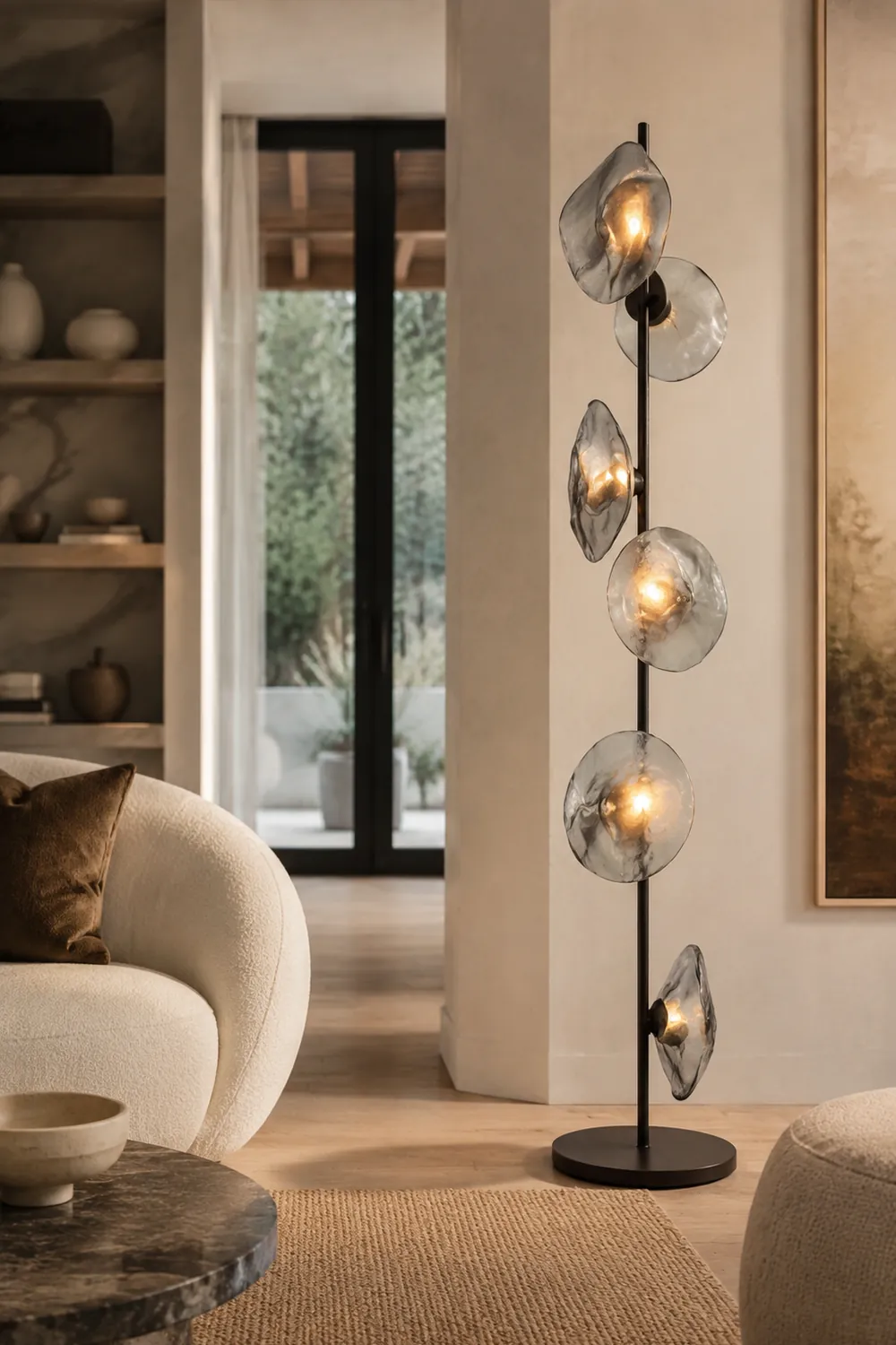 Byers Stehleuchte, 3/6 -flammig, Metall und Glas - Lumpaz