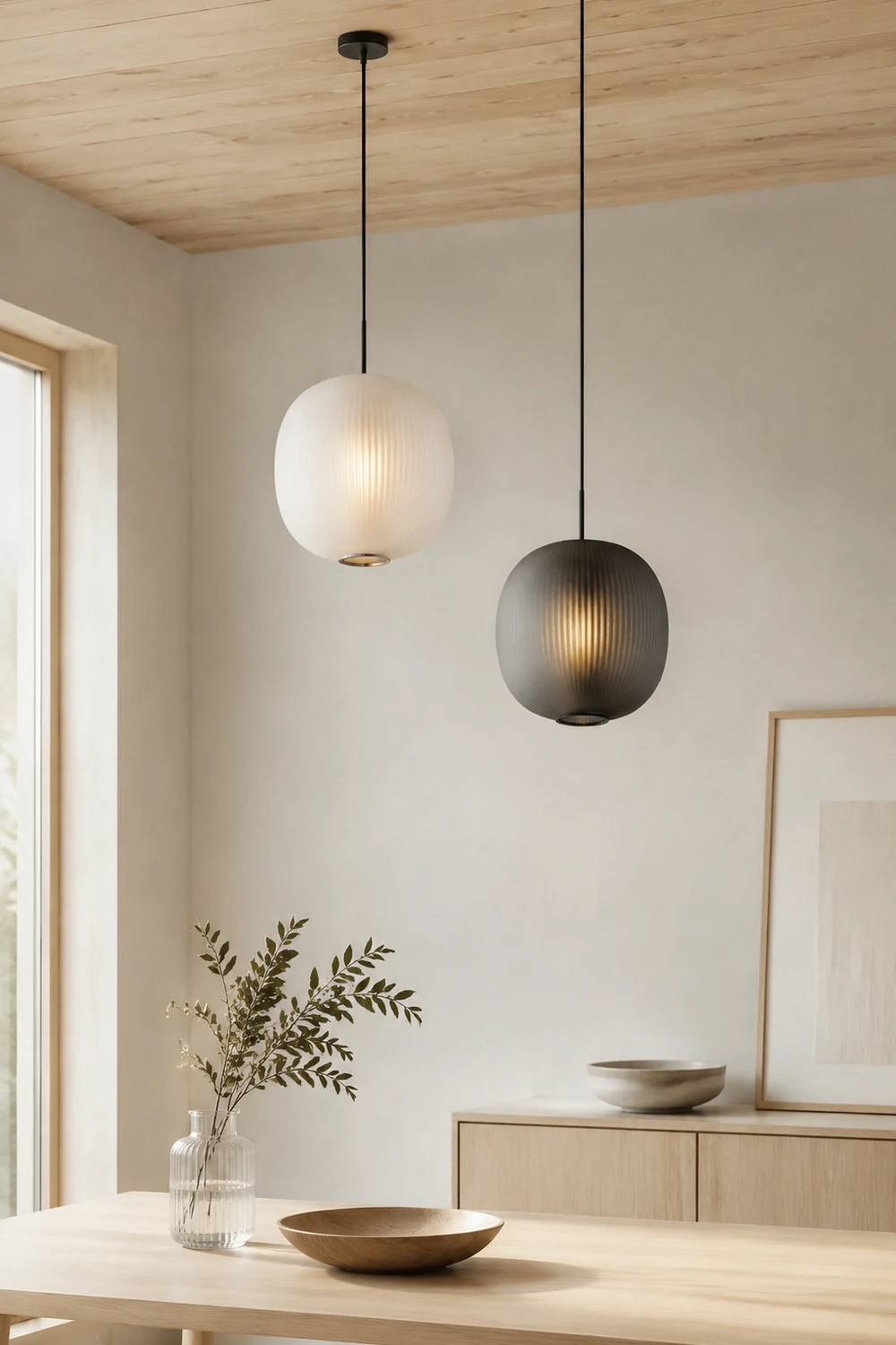 Hailie mattiertes Glas Pendelleuchte, 2 Farbe, ∅24CM - Lumpaz