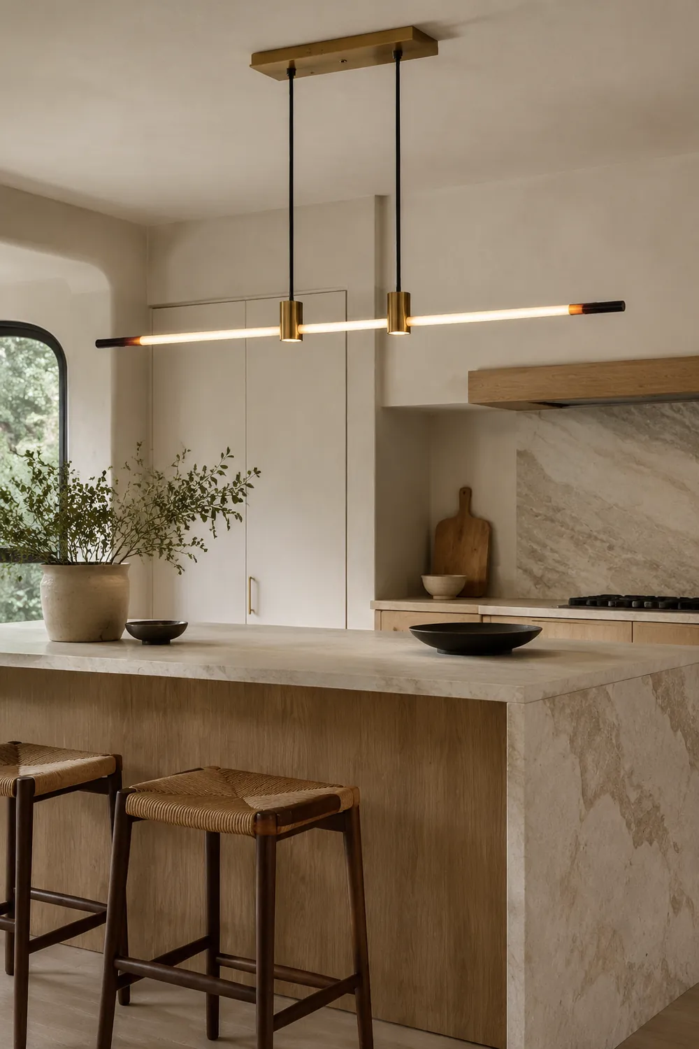Edge Pendant Light, Metal & Glass, L 120/140CM - Lumpaz