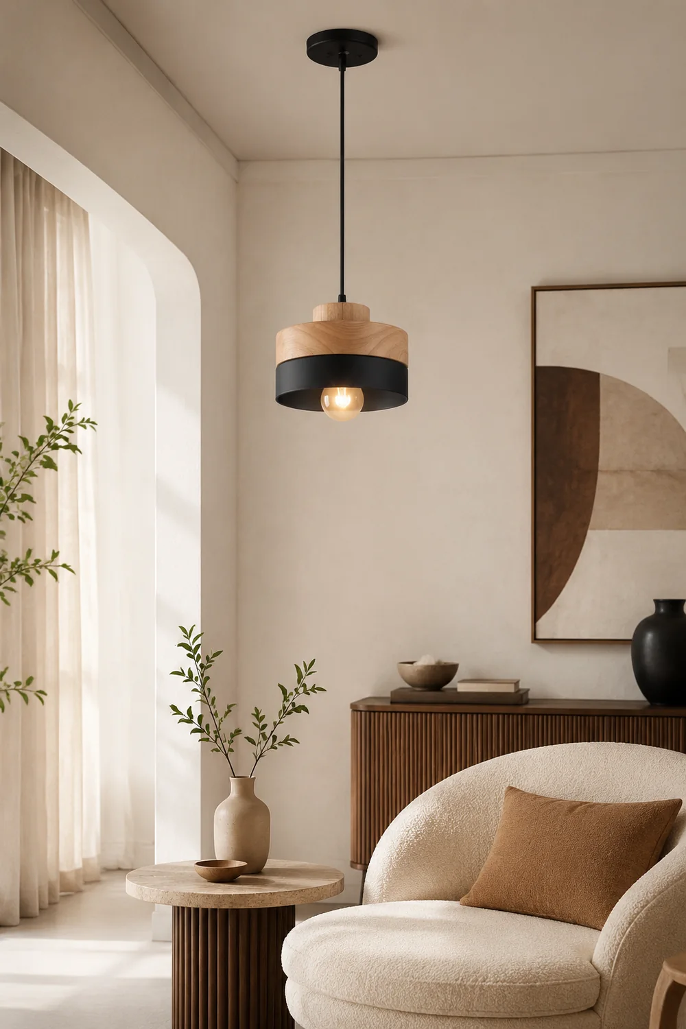 Morandi Pendelleuchte 2 Farbe&Stil, Metall&Holz - Lumpaz