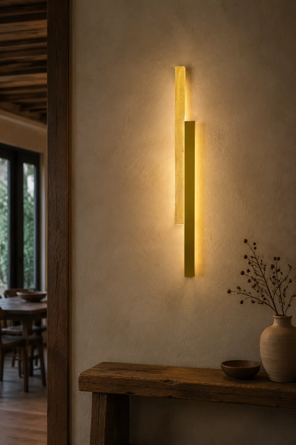 Ozawa Doppellinie Wandleuchte aus Holz, L40/60/100CM - Lumpaz