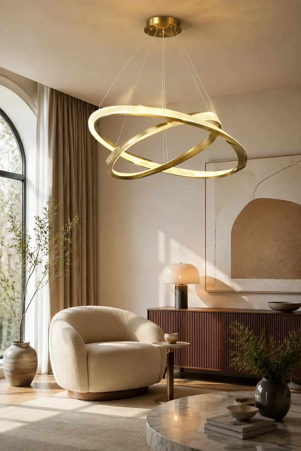 Arisha Pendelleuchte Fernsteuerung Dimmbar 1/2 Ring, ∅60/80cm - Lumpaz