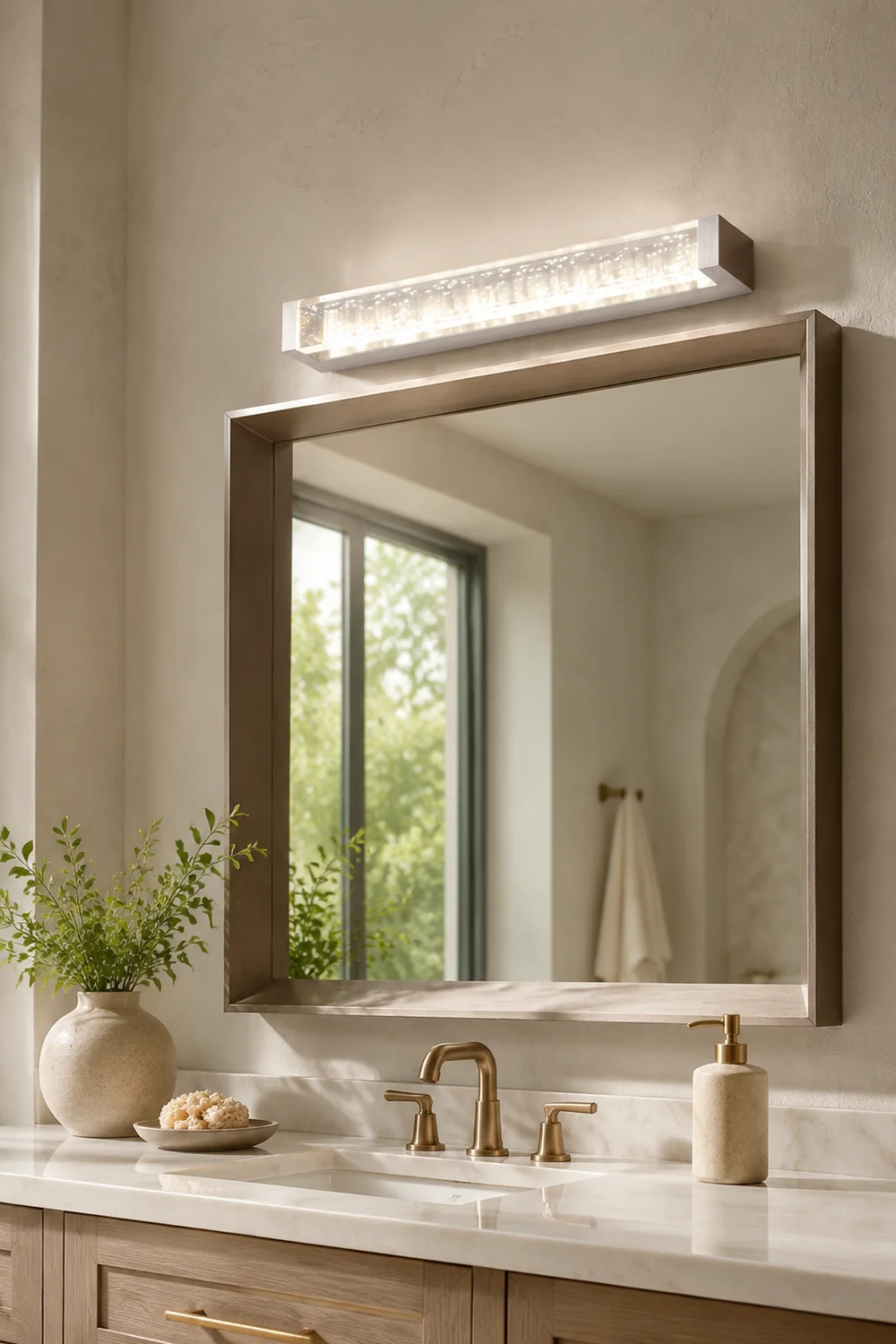 Leigh Transparente Rechteckige Spiegelfront Waschtisch-Wandleuchte, 30/46/52/62CM Lang - Lumpaz
