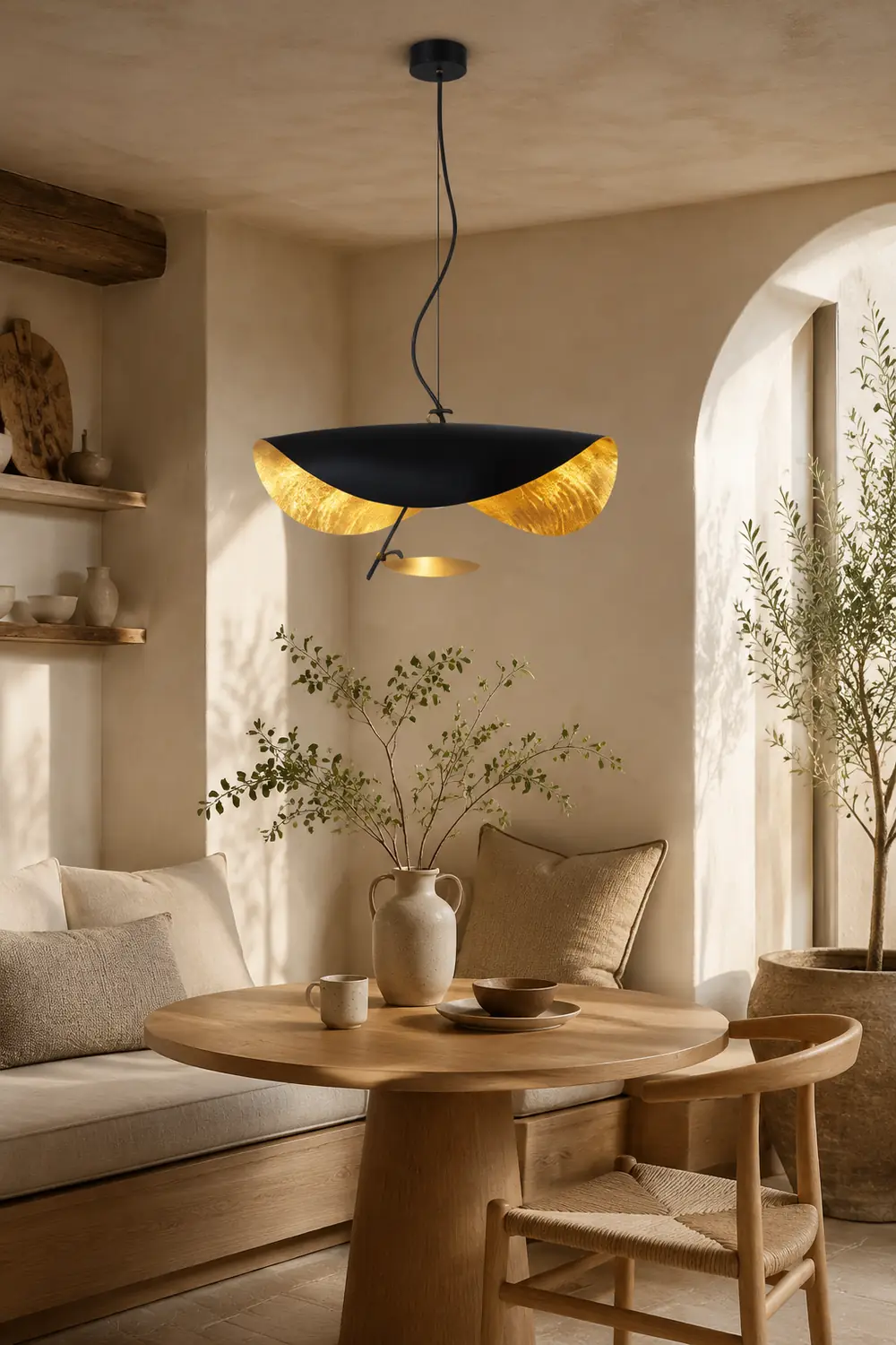 Eveline Pendelleuchte 2 Farben, Goldfolie, ∅40/60/80CM - Lumpaz
