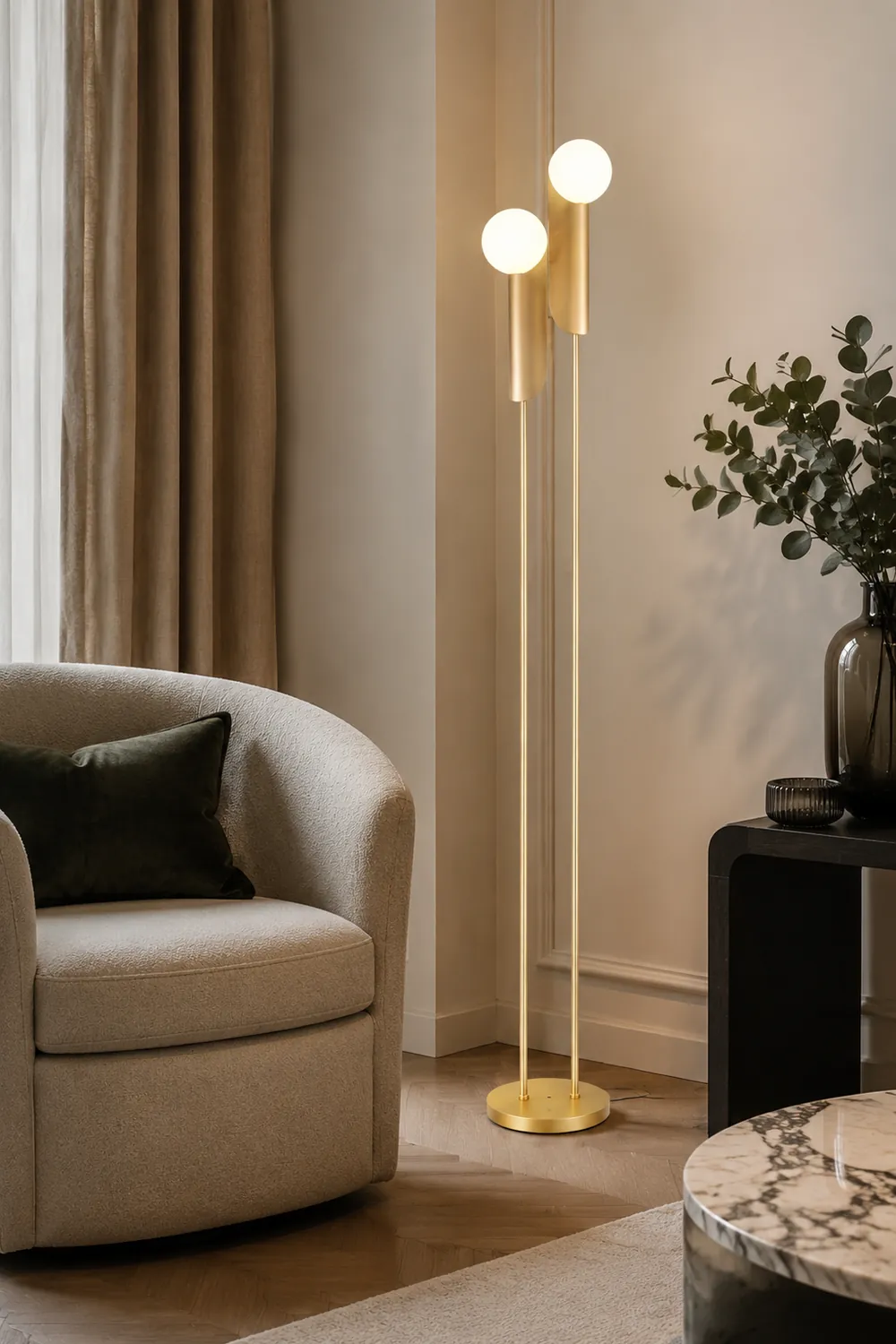 Salgado Stehlampe, Metall, 2-flammig, 165CM Lang - Lumpaz