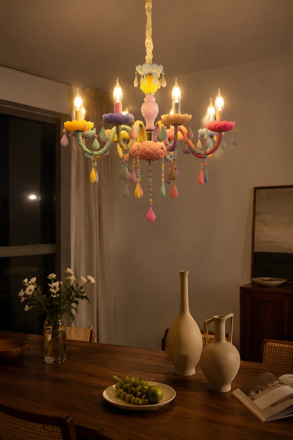 Morandi Bunter Pendelleuchte 3 Farbtemperatur umschaltbar, 8 -flammig - Lumpaz
