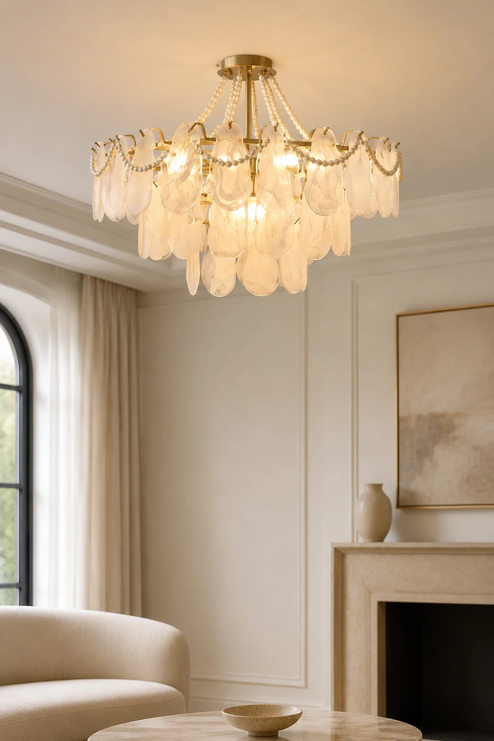 Kirsten Kronleuchter Farbe Temperatur Schaltbar Perle & Glas, ∅50/60/70/80cm - Lumpaz