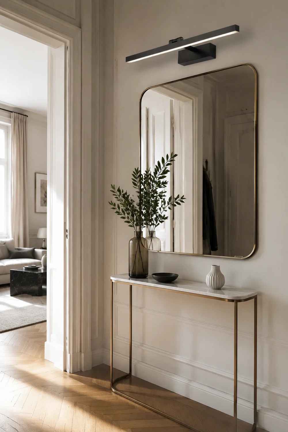 Edge Spiegelfront Waschtisch-Wandleuchte, L 40/50/60CM - Lumpaz