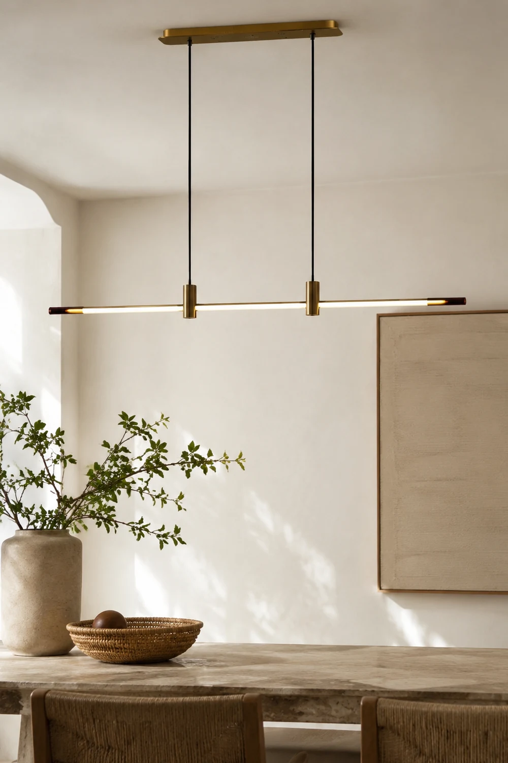 Edge Pendant Light, Metal & Glass, L 120/140CM - Lumpaz
